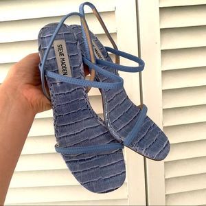 NEW Steve Madden size 8 Blue Strappy Crocodile Print Stiletto Heels